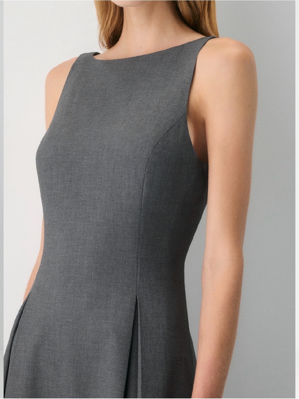 Babaton Gardenia Heather  Charcoal Sleeveless Boatneck Midi Dress 10 - Picture 4 of 15